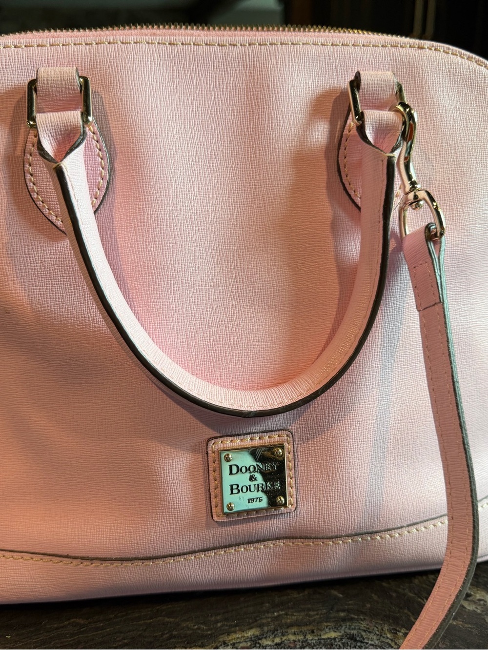Dooney & Bourke Pink Leather Satchel with Removable Strap